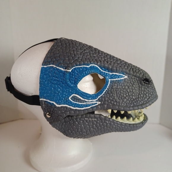 Velociraptor Jurassic World Blue Dinosaur Dino Rubber Halloween Mask Raptor - Picture 2 of 3